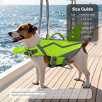 Doglay ripstop dog life jacket showing high-visibility reflective strips in dim light.