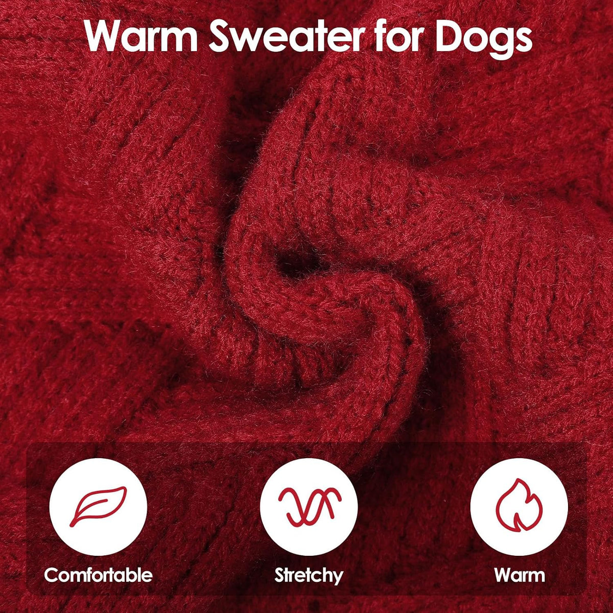 SUNFURA puppy knitwear pullover close up on high elasticity acrylic yarn fabric