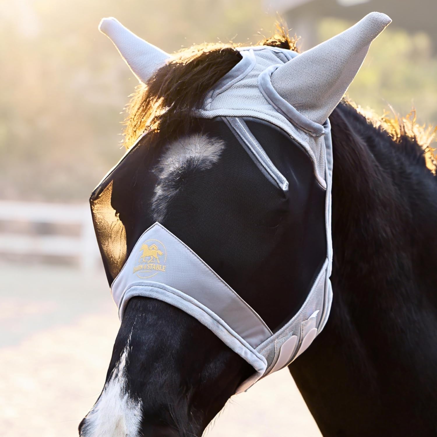 BARN & STABLE Fine Mesh Horse Fly Mask with Ears Lightweight UV Protection Fly Mask for Horses Large 3D Eye Space with Soft Fleece Trim Adjustable Straps - Image 9