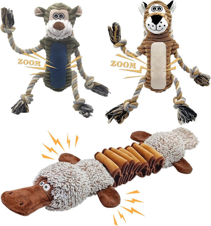 BUYPOW Funny Plush Dog Chew Toys, Squeaky Dog Toys, Interactive Tug of War Puppy Toys, Stuffed Dog Toys for Small, Medium and Large Dogs - Monkey - Image 13