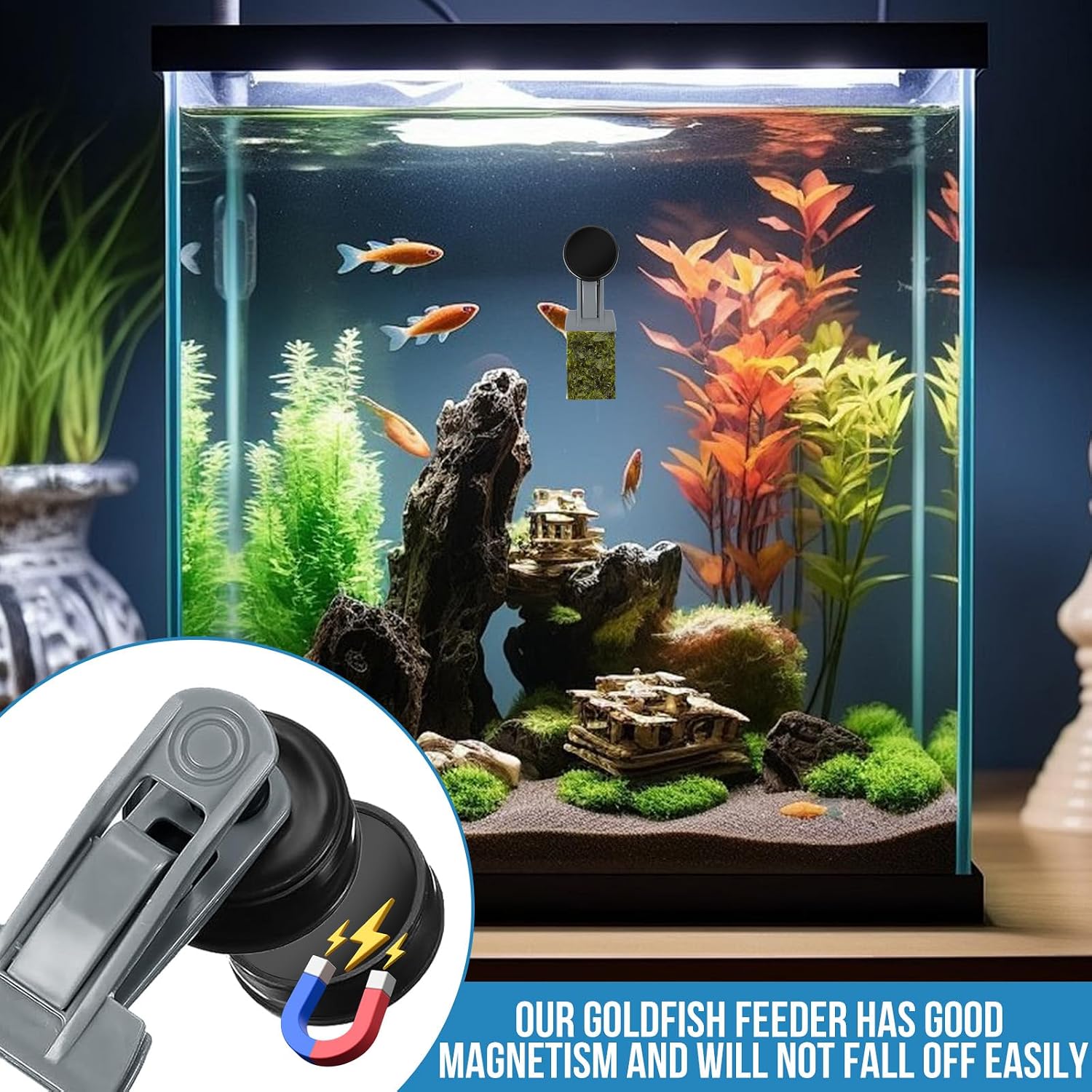 HINGTAI premium aquarium magnet feeder mechanism close up