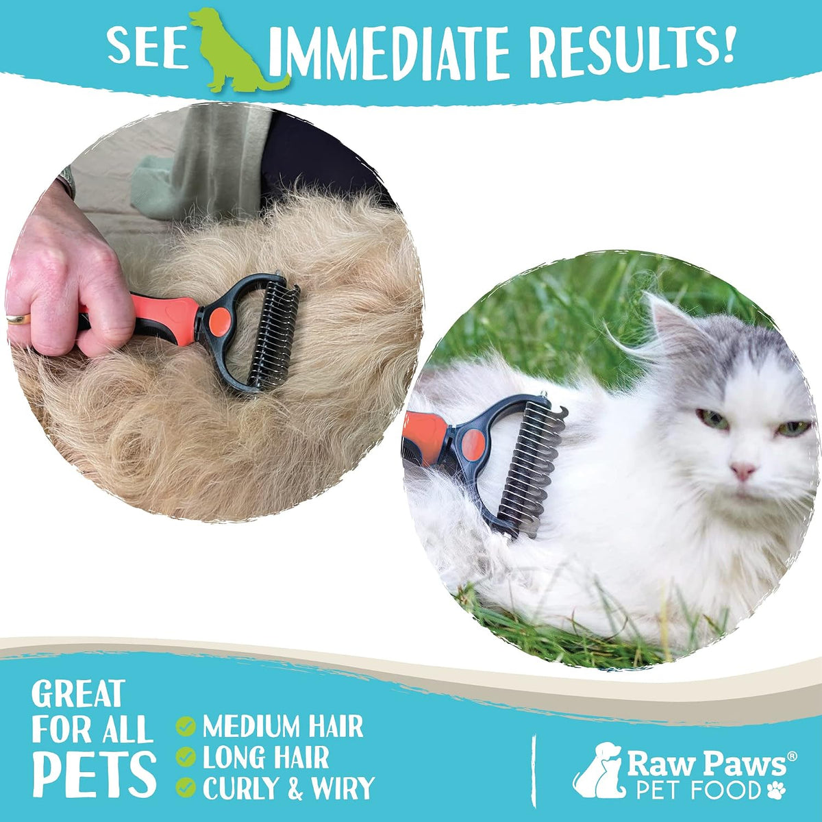 Raw Paws dematting tool side profile for dog and cat grooming