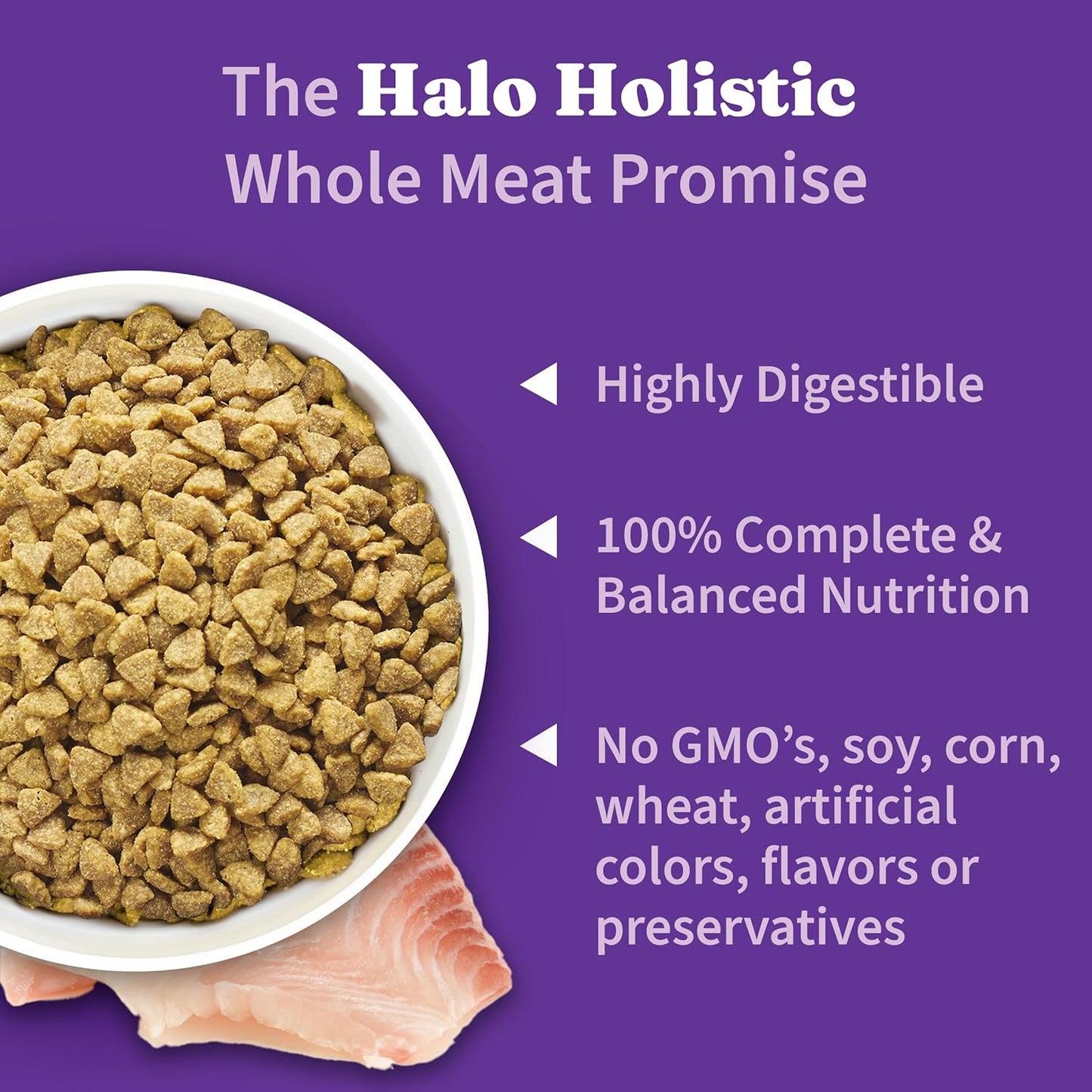 Halo Holistic cat food digestive health ingredients label
