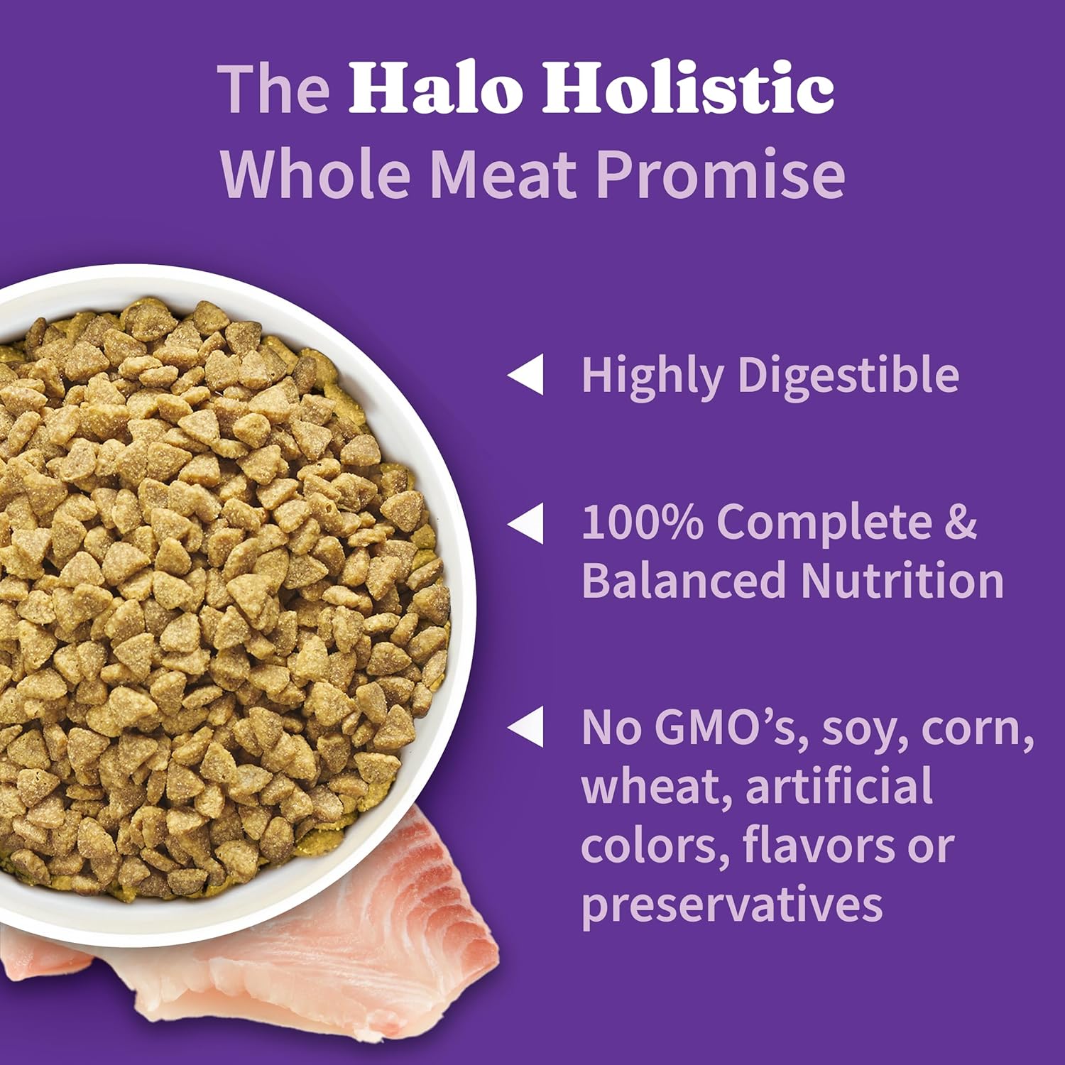 Halo Holistic cat food digestive health ingredients label