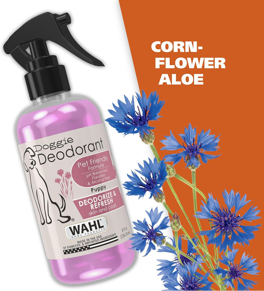Wahl dog and cat deodorant spray on grooming table