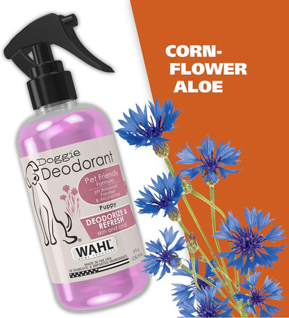 Wahl dog and cat deodorant spray on grooming table