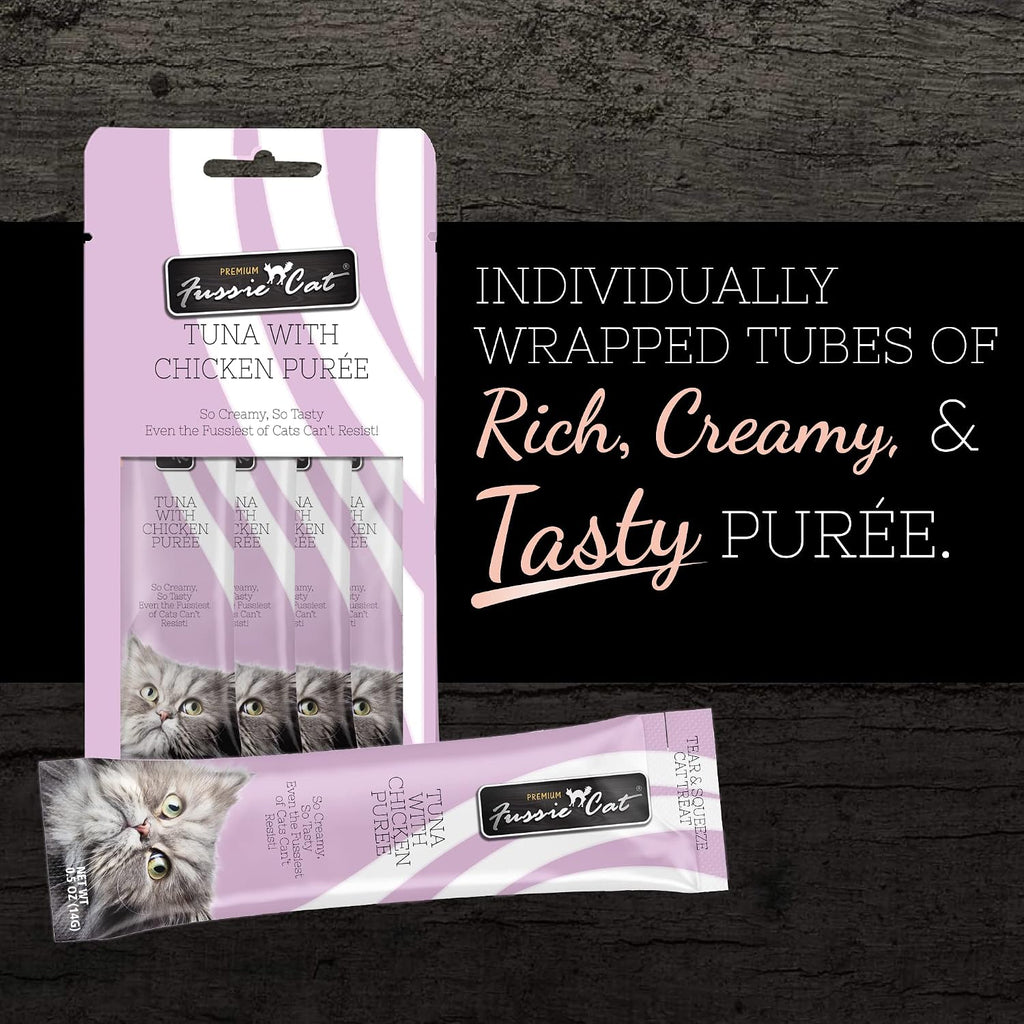 Fussie Cat creamy cat treat texture display