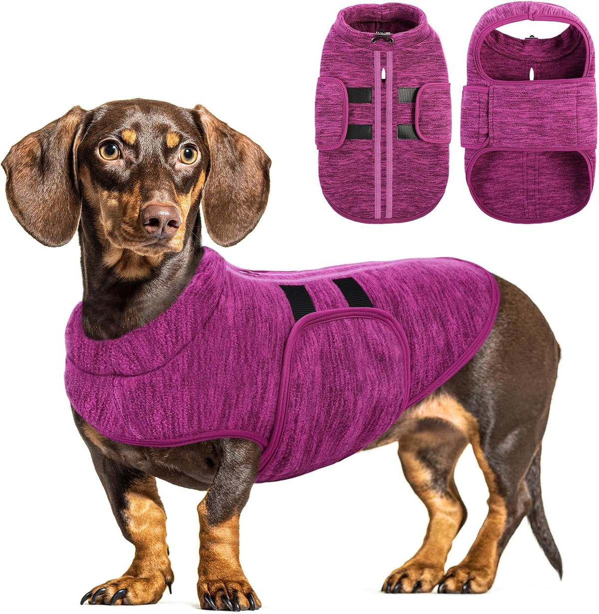Queenmore Small Dog Sweaters, Soft Fleece Vest Pullover Dog Jacket with Leash Hole, Warm Winter Pet Clothes Cold Weather Doggy Dachshund Sweater for Medium Dogs Cats Boy or Girl (Lavender, S) - Image 15