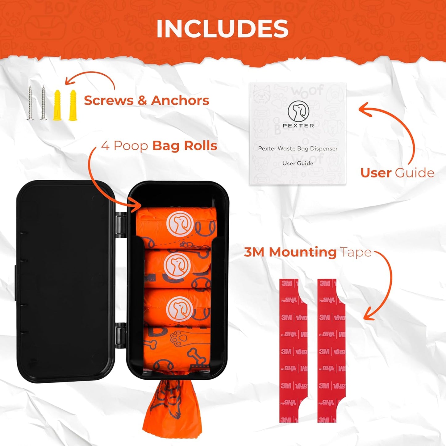 Pexter doggie bag holder backyard wall mount setup with adhesive tape