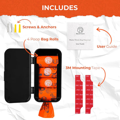 Pexter doggie bag holder backyard wall mount setup with adhesive tape