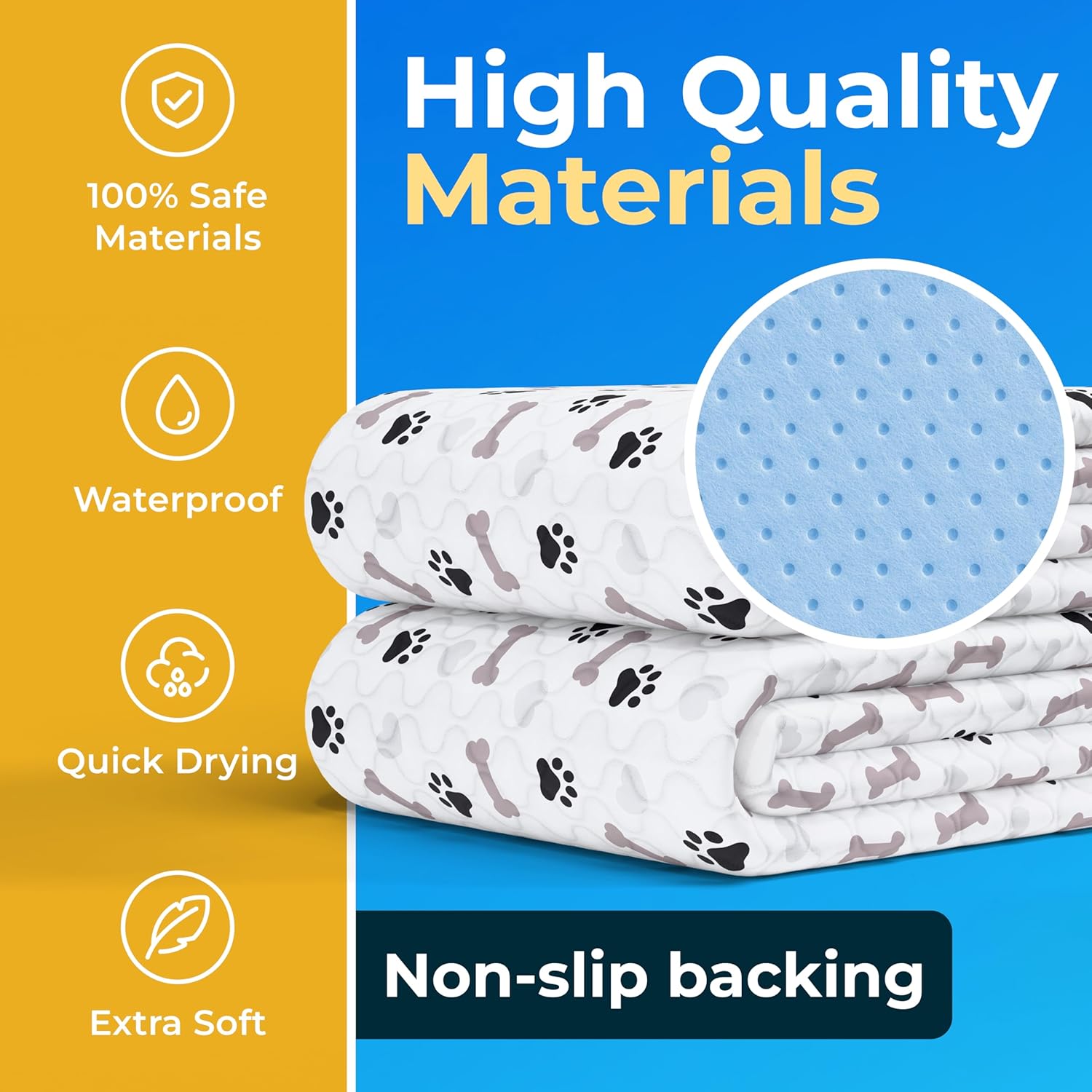 Green Lifestyle washable dog pads with anti-slip backing detail