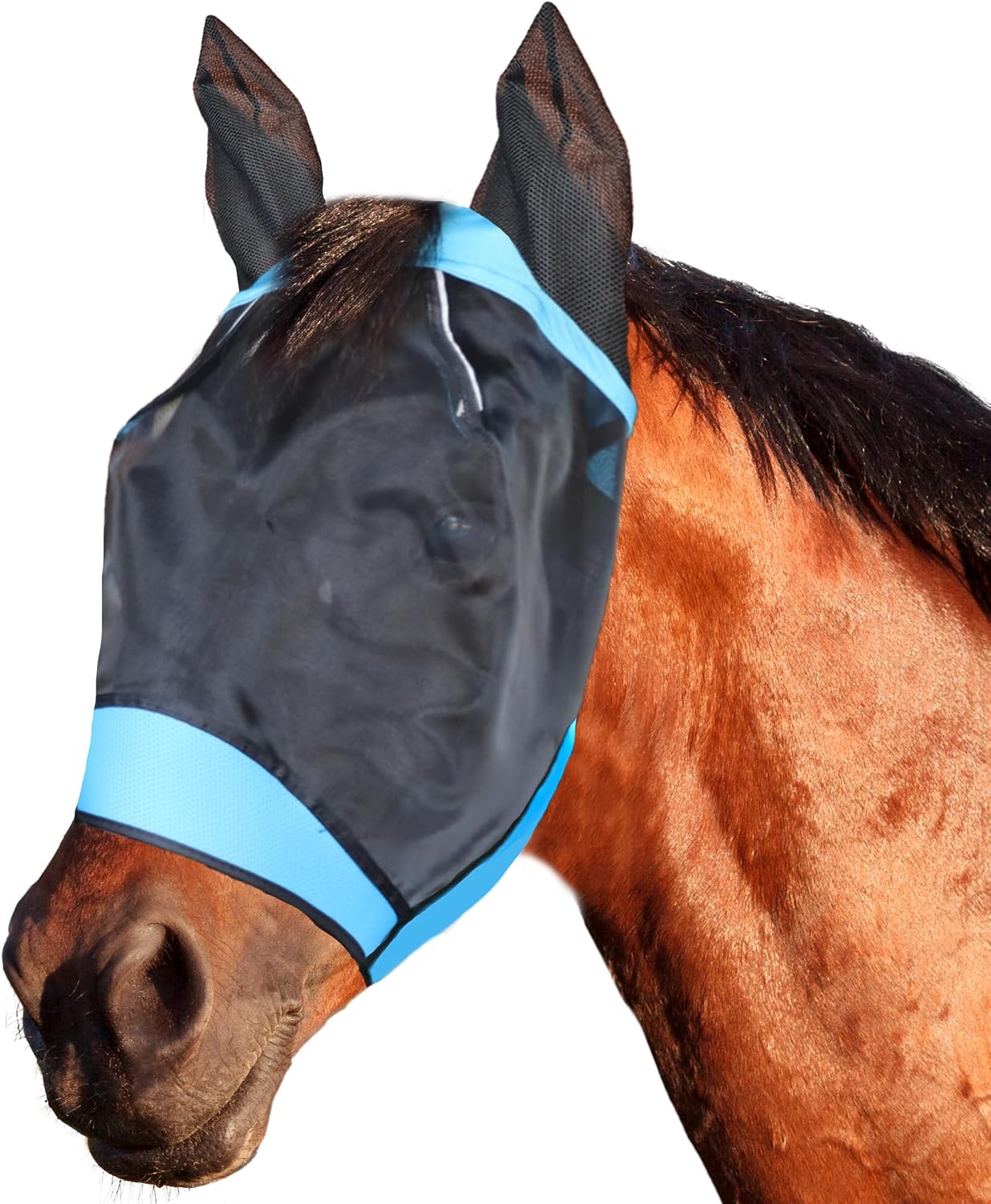 SMFUSMFU horse fly mask with ears blue front view