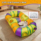 Small rabbit exploring the entrance of the GUSTYLE collapsible multi-pet tunnel.