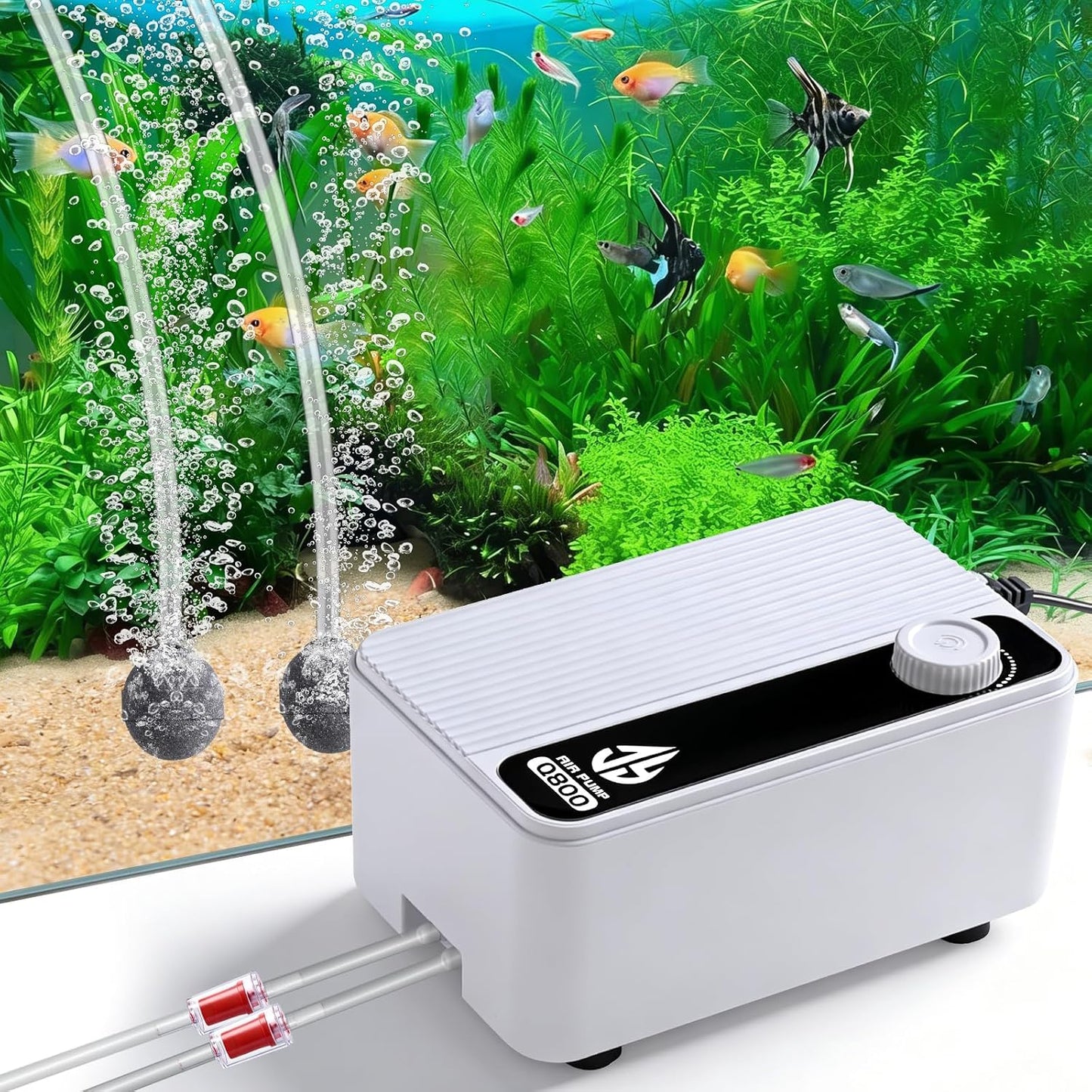 Aquarium Air Pump, Quiet Powerful Fish Tank Air Pump, Adjustable Fish Tank Bubbler with Air Stone, 2.3W/5.5W/8W Bubbler for Aquarium Fish Tank for Small Medium Large Fish Tank Up to 200 Gallon - Image 10