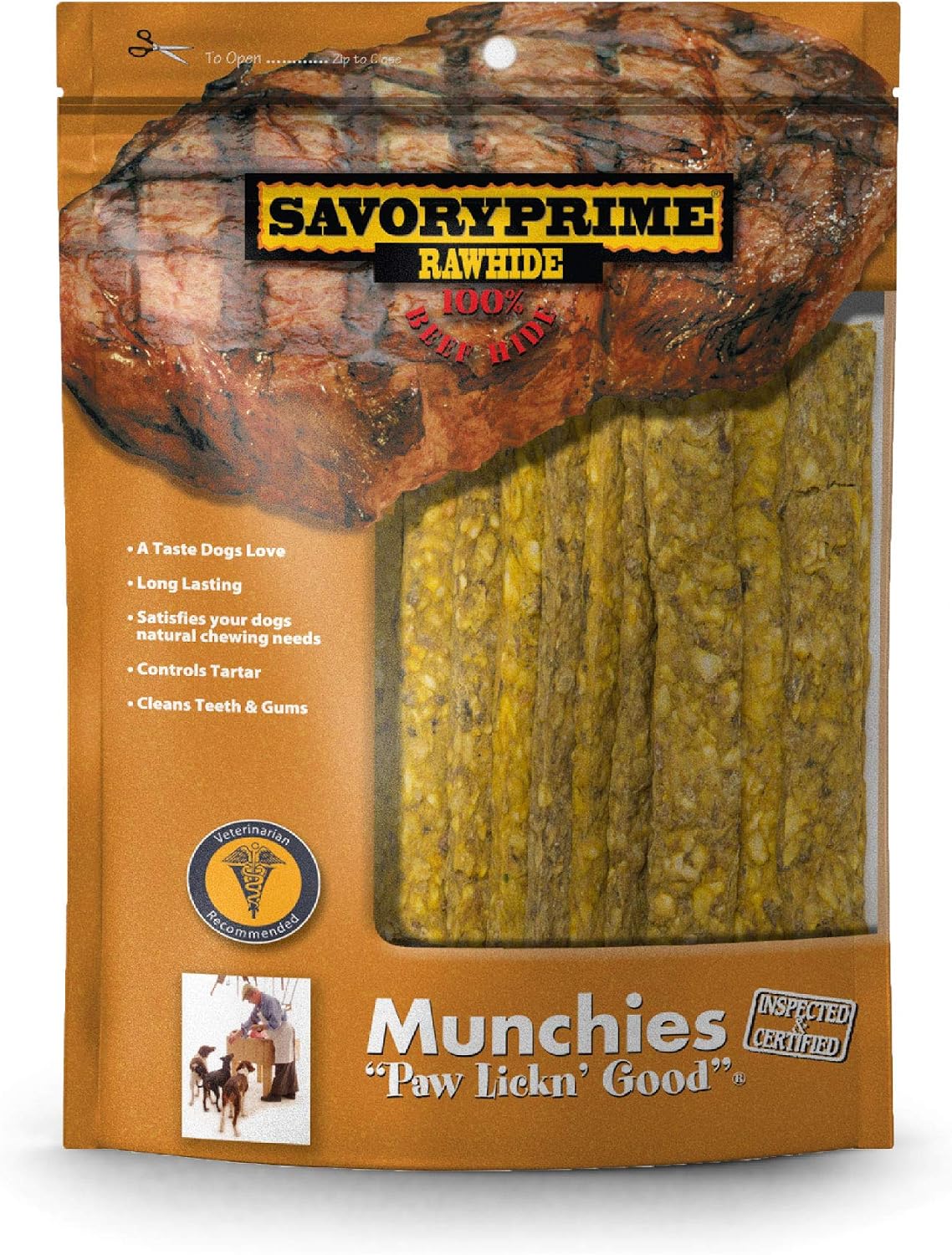 Savory Prime authentic USA imported healthy dog chews displayed on white background