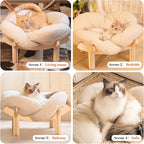 CHEERHOME PETS Elevated Cat Bed Wooden with Cushion Fluffy Pet Couch Sofa for Indoor Cats Raised Kitty Lounge Chair Suitable for Puppy, Cat Furniture(White) - Image 9