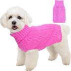 Knitted Dog Sweaters for Small Dogs Warm Small Dog Clothes Winter Sleeveless Puppy Sweater Turtleneck Dachshund Clothes with Twisted Design Doggy Pullover Knitwear Pet Cat Outfit (Beige, Medium) - Image 9