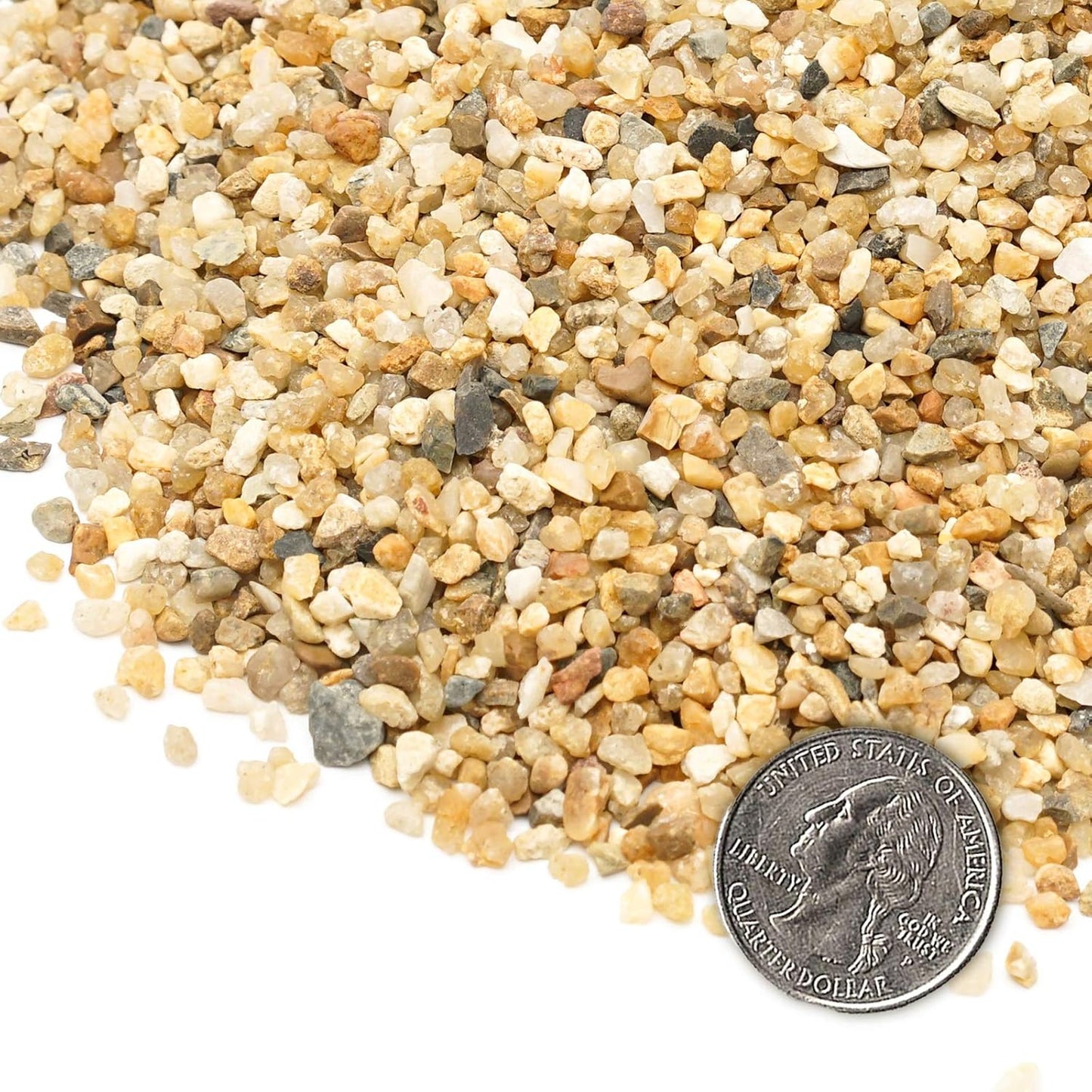 Natural gold sand stone gravel applied as potting top dressing for succulent containers