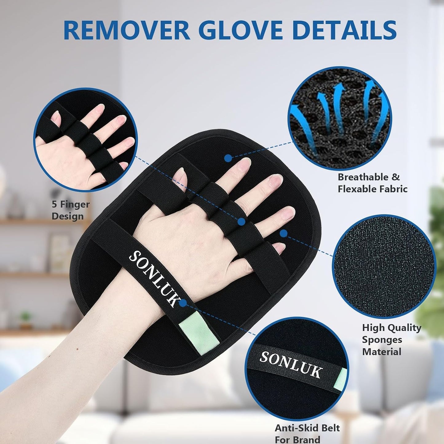 Close up of five-finger design for cleaning car seats