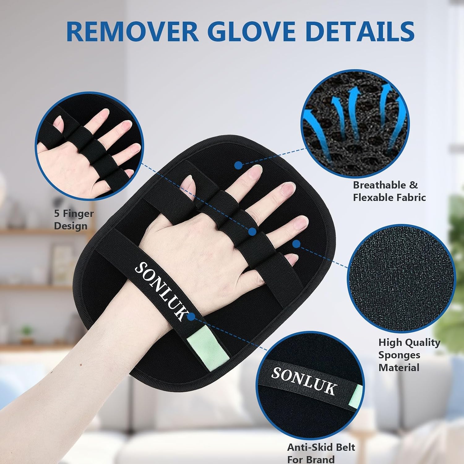 Close up of five-finger design for cleaning car seats