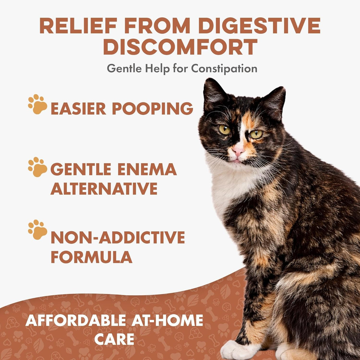Natural pet digestive supplement for cats straining in the litter box.