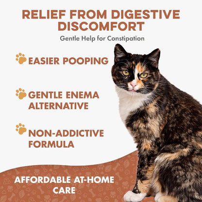 Natural pet digestive supplement for cats straining in the litter box.