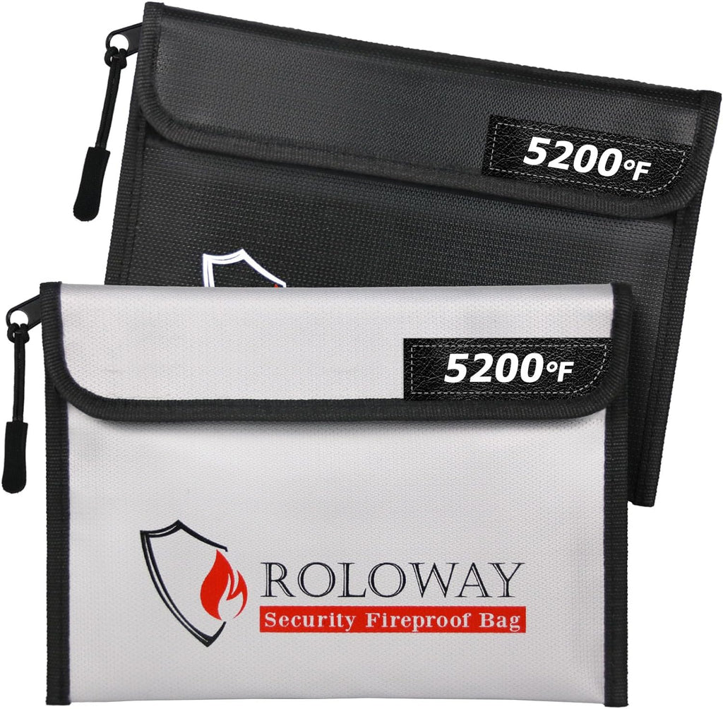 ROLOWAY Small Fireproof Bag (5 x 8 inches), Non-itchy Fireproof Money Bag for Cash, Valuables, Passport, Currency & Keys (2-Pack) - Image 11