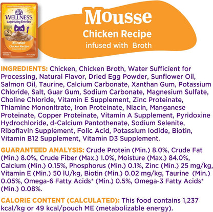 Moisture rich adult cat food mousse for picky eaters