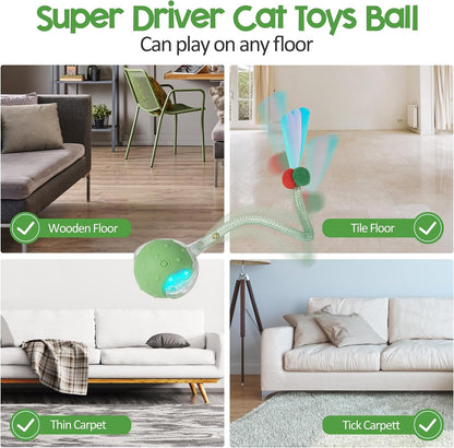 Side angle of Plittpetts rechargeable rolling ball for kittens