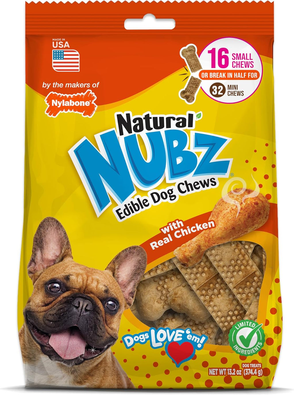 Nylabone Nubz Natural Dog Treats for Small Breeds, Long Lasting Chew Bones Made in USA, Chicken Flavor Breath Freshener Dental Chews, Small Dog Bones, Up to 30 lbs. (36 Count) - Image 12