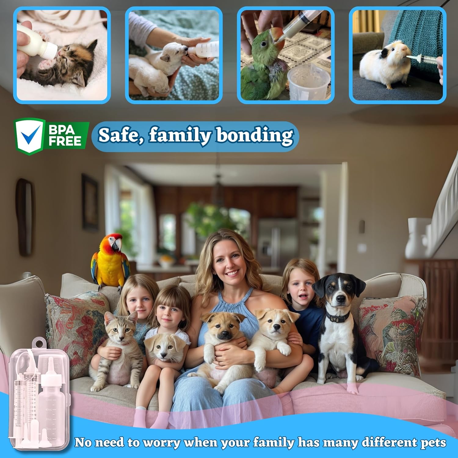 Hatelipet premium imported pet medicine dropper and silicone nipple kit on plain background.