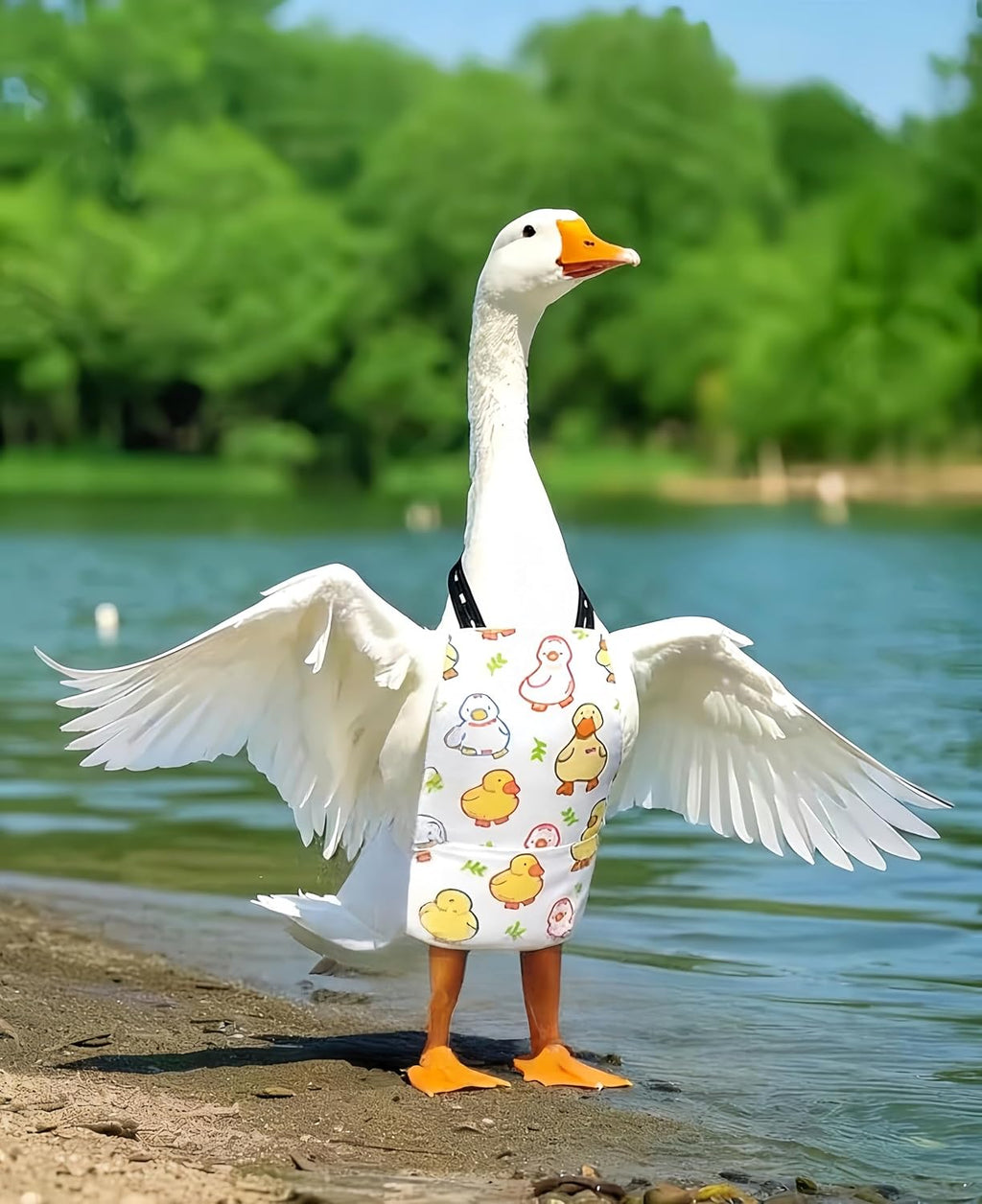 Duck diaper displaying soft inner waterproof lining