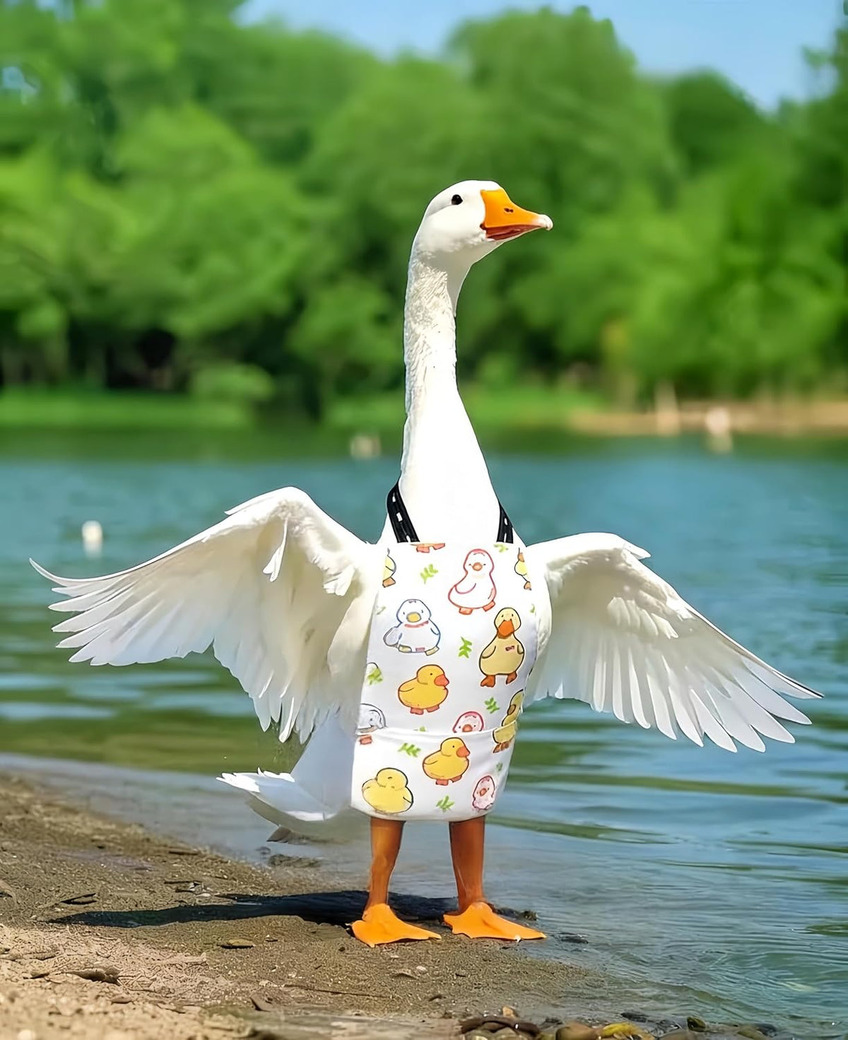 Duck diaper displaying soft inner waterproof lining