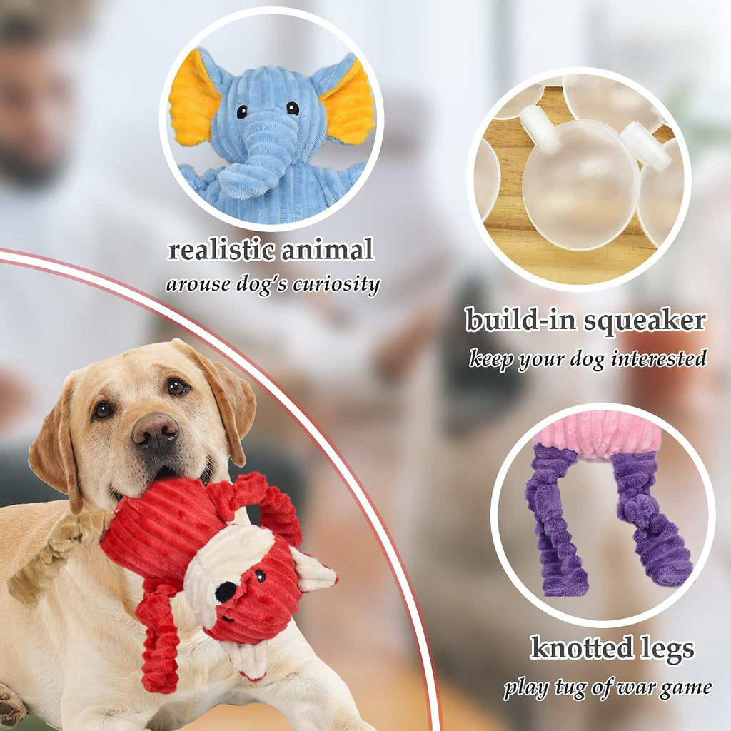 LECHONG squeaky puppy chew toys bundle with reinforced stitching