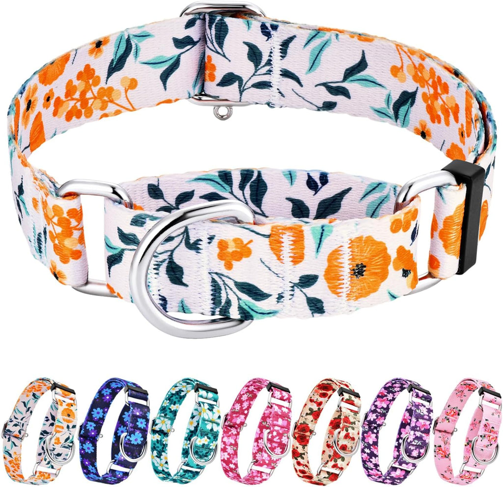 Hikiko Martingale Collar for Dogs with No Buckle Floral Daisy Dog Collars Soft Nylon No Pull Dog Collar for Large Dogs,Green Flower,L - Image 14