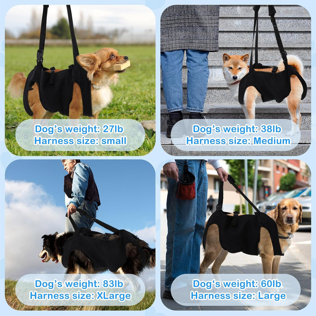 Shinylin Dog Carry Sling Emergency Backpack Pet Legs Support and Rehabilitation Dog Lift Harness Adjustable Lifting Straps Carrier for Senior Dogs Joint Injuries, Arthritis, Hiking, Skiing, Black(L) - Image 2