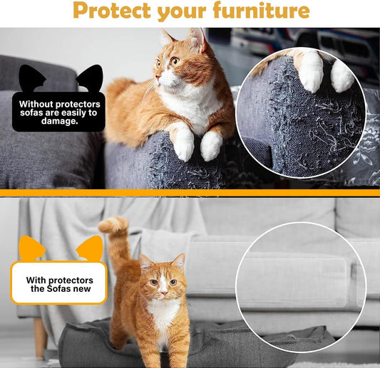 Vcanivr clear adhesive film applied to a sofa corner
