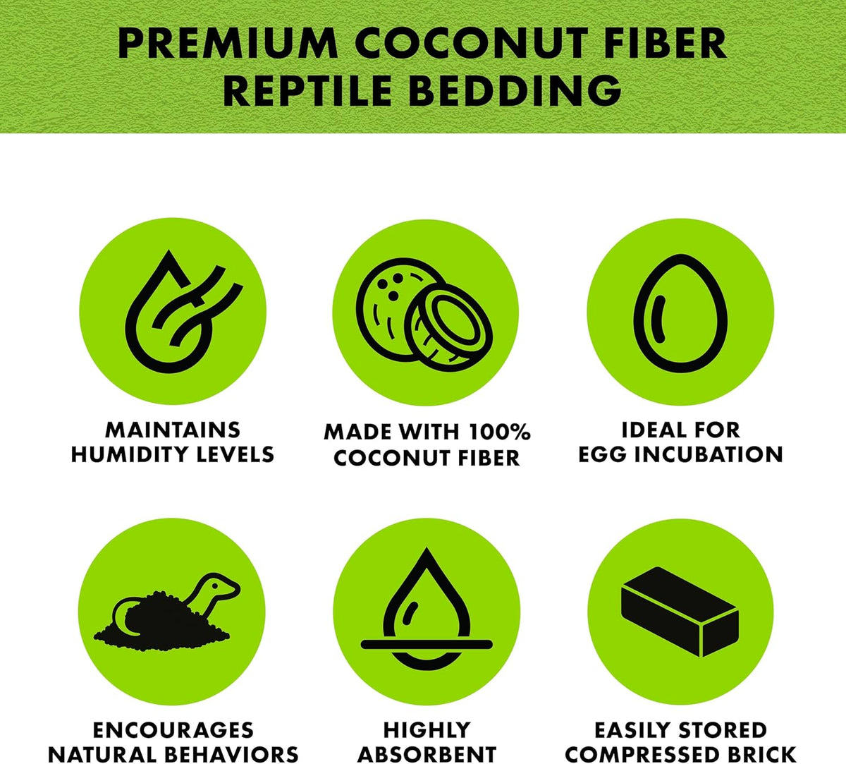 Compressed coconut fiber brick for tropical reptile habitats