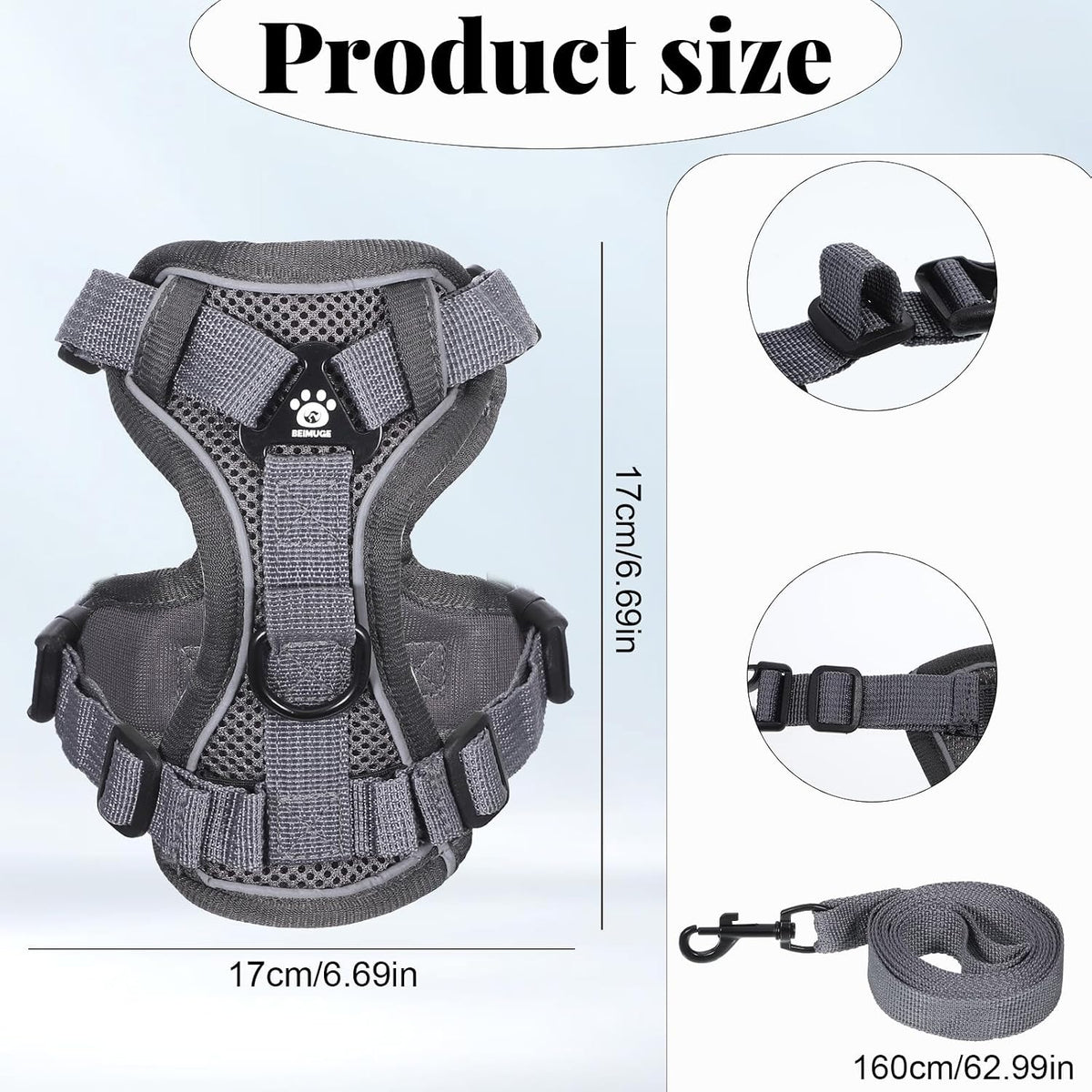 Side profile of Hadnves adjustable breathable mesh cat vest