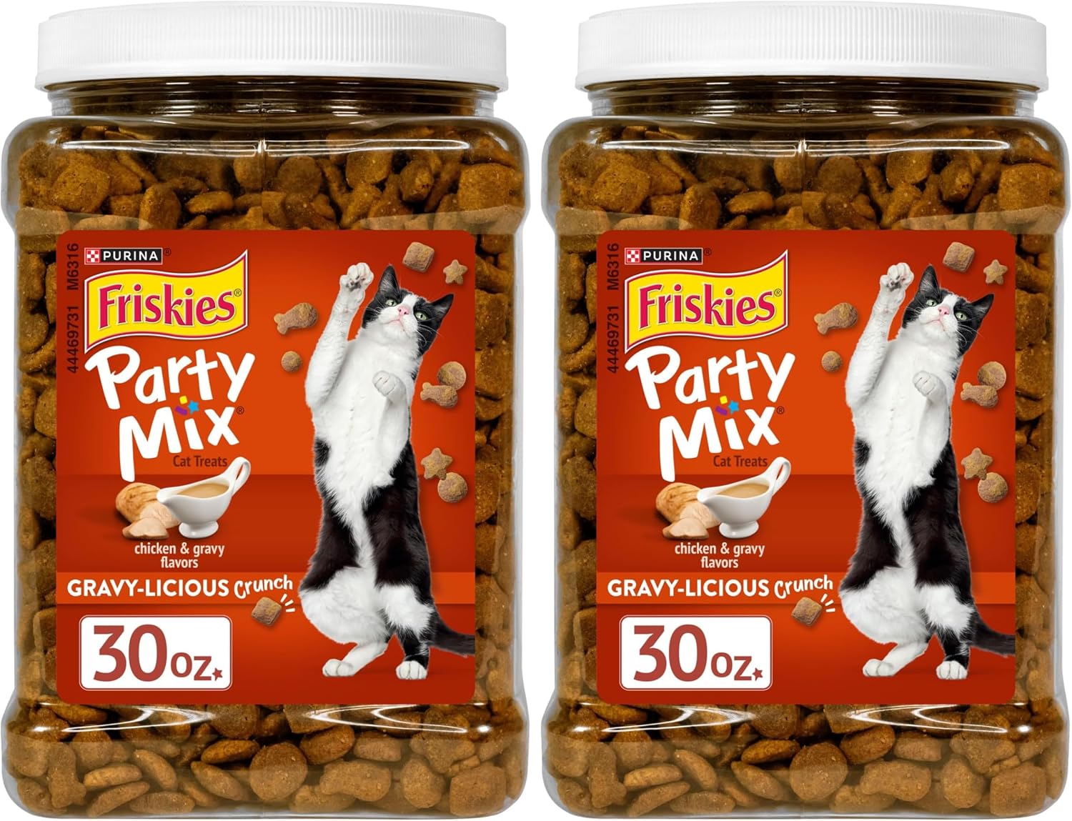 Purina Friskies Party Mix Gravy-LiciousCrunch Chicken and Gravy FlavorsCat Treats - 30 oz Canister - Image 13
