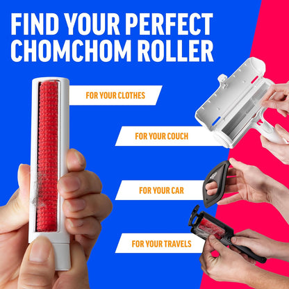 ChomChom Roller and Rake packaging demonstrating reusable fur removal action