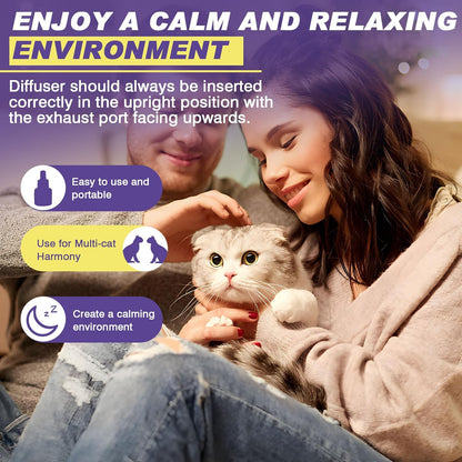 Infographic demonstrating how the drug-free feline soothing pheromone relieves cat anxiety.