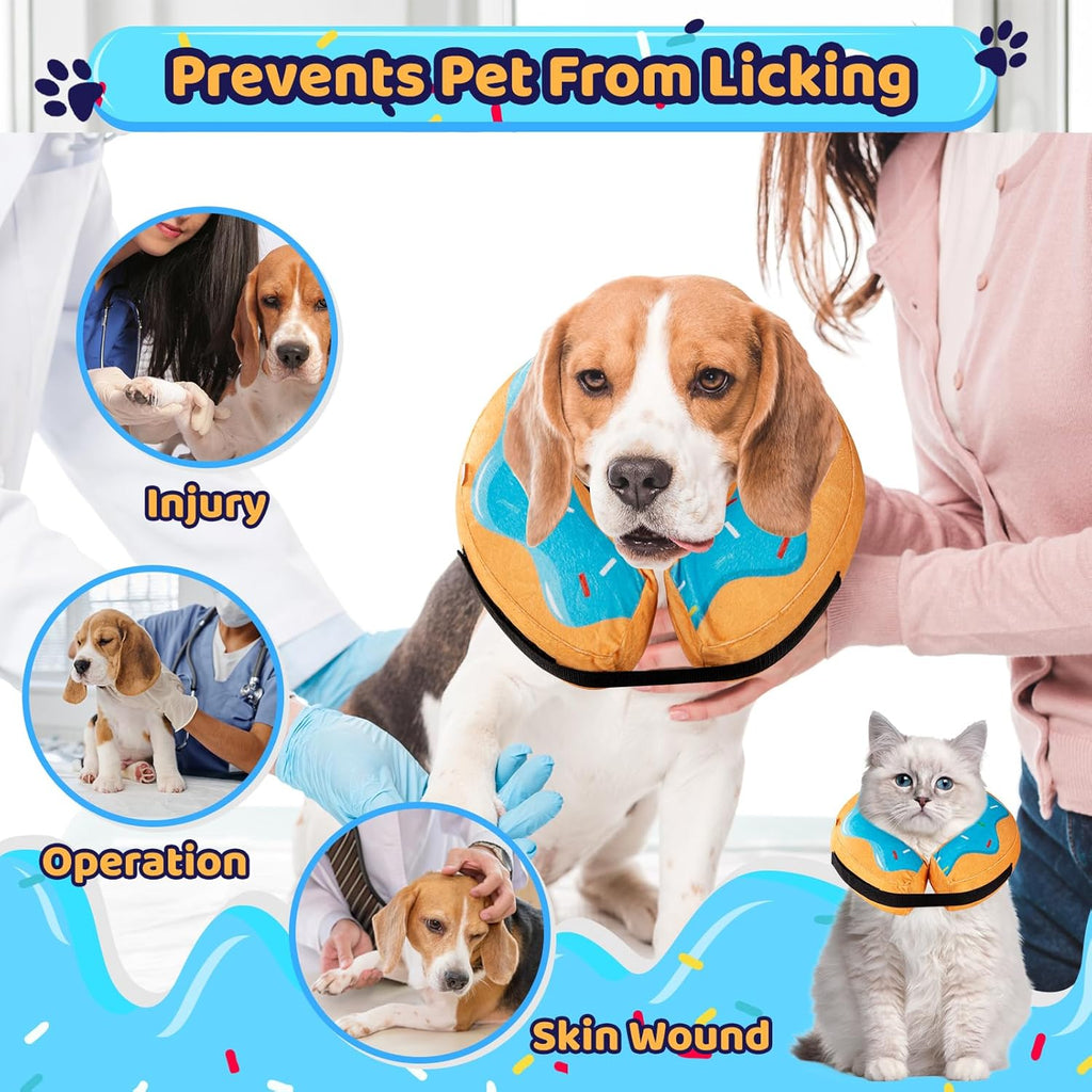 Grand Line dog cone alternative blue medium size worn by a puppy