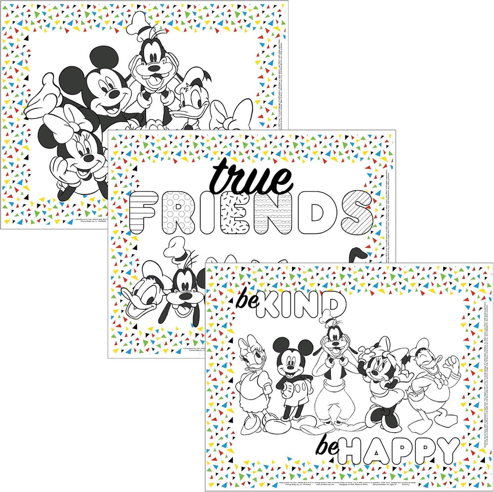 J.L. Childress Disney Baby ColorMe Disposable Placemats front view of the twenty-four pack packaging featuring Mickey Mouse.