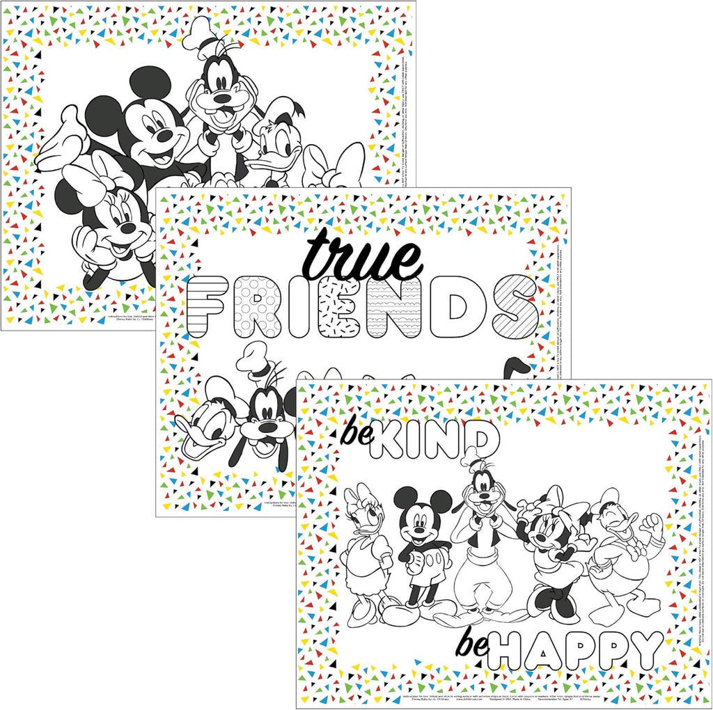 J.L. Childress Disney Baby ColorMe Disposable Placemats front view of the twenty-four pack packaging featuring Mickey Mouse.