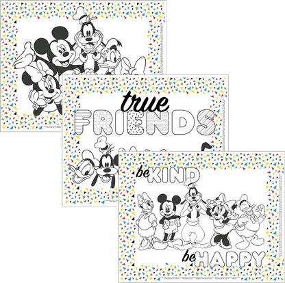 J.L. Childress Disney Baby ColorMe Disposable Placemats front view of the twenty-four pack packaging featuring Mickey Mouse.