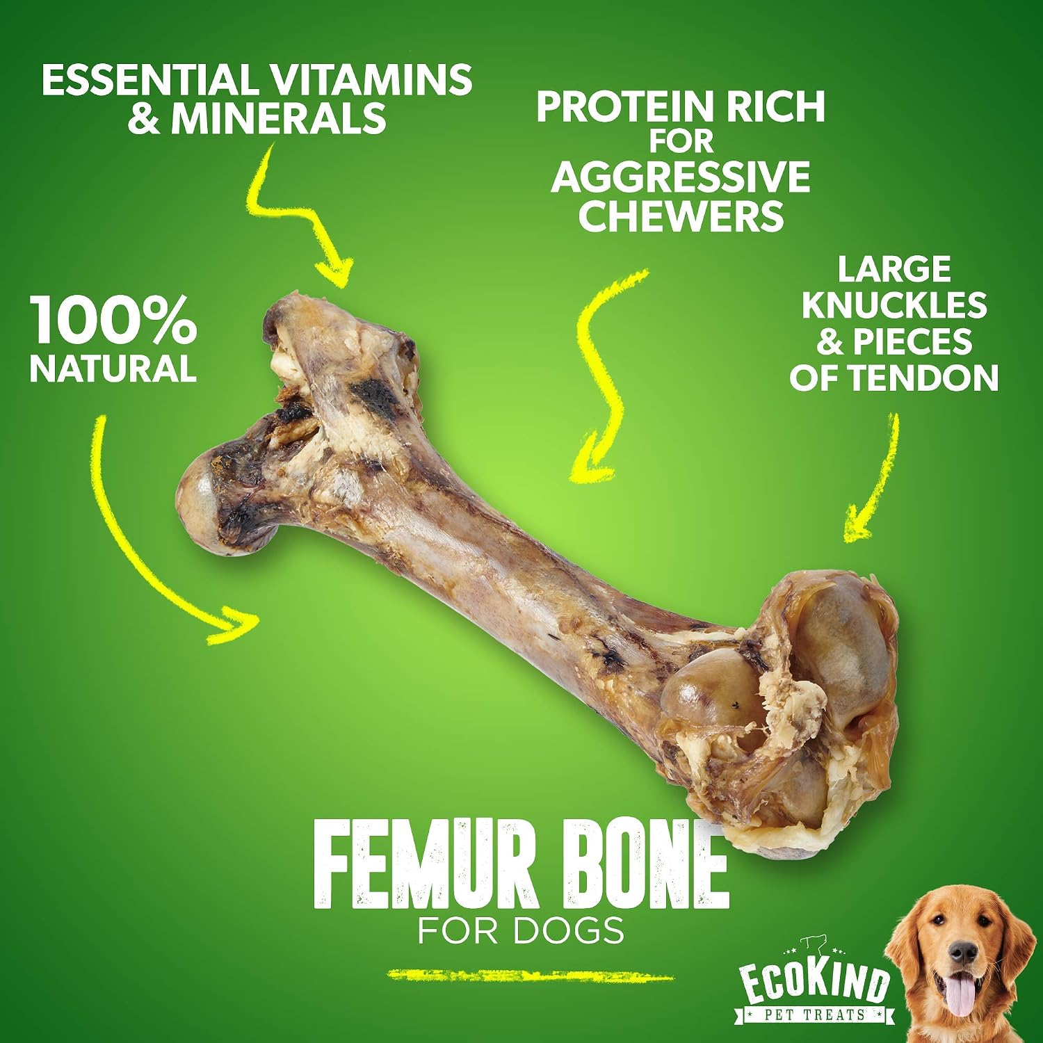 EcoKind natural giant dog chew bone for aggressive chewers packaging detail
