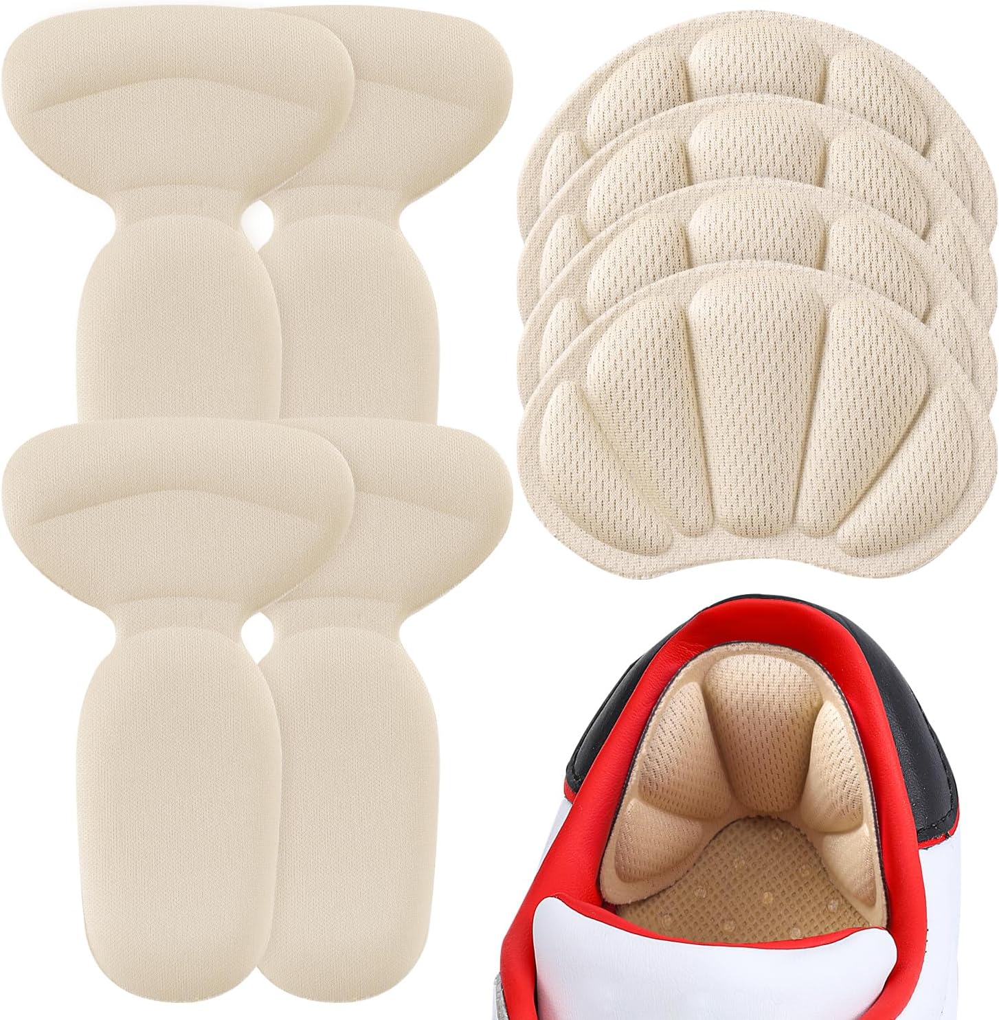 Sumblime Adhesive Heel Cushion Pads front view showing beige foam inserts.