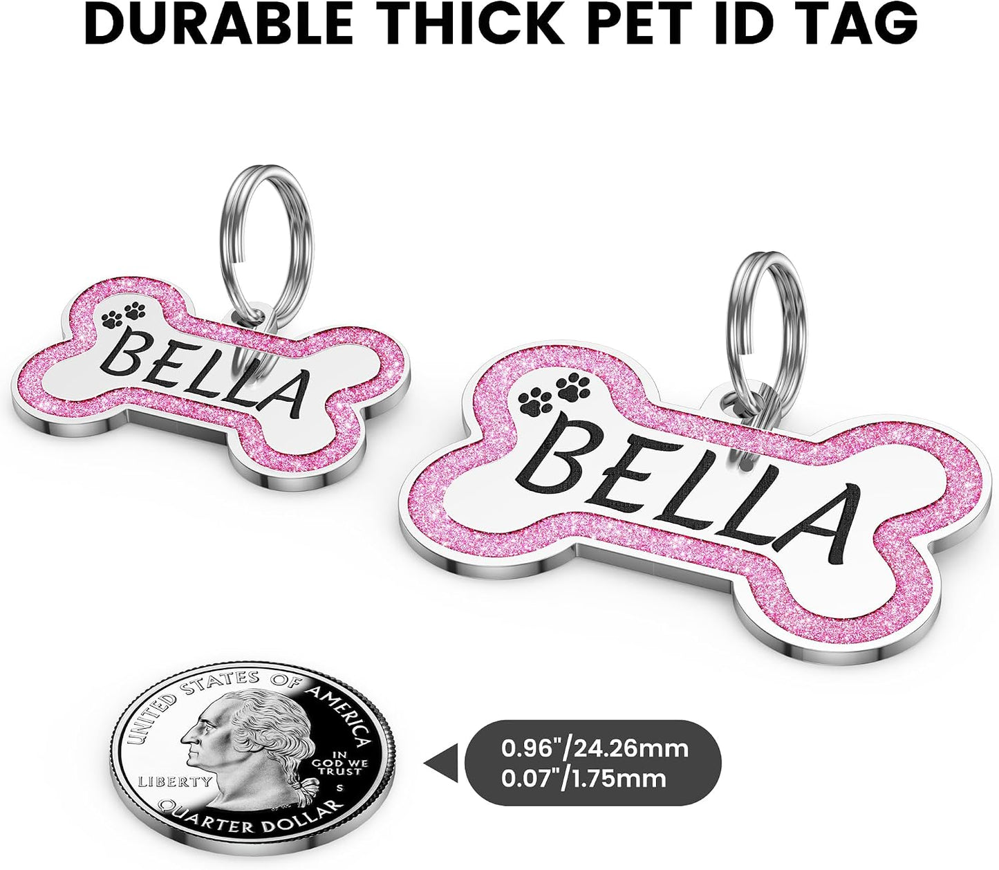 Engravable pet identification tag with lobster clasp attachment accessory