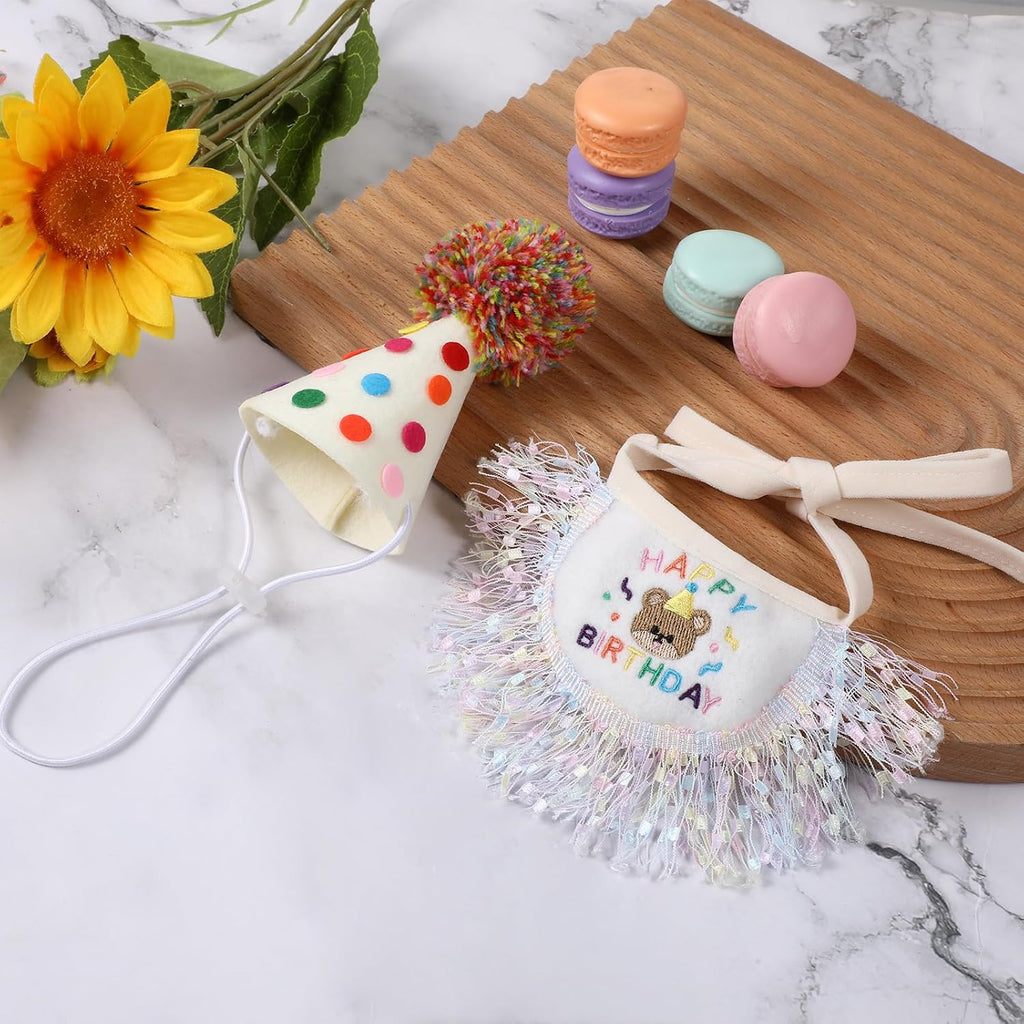 Adjustable cat birthday outfit for small pets